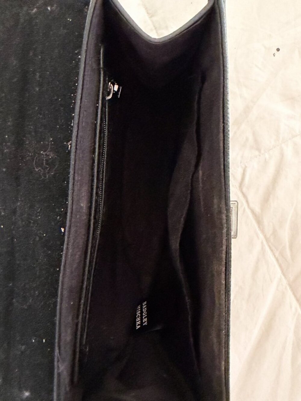 Badgley Mischka Black Studded Top Handle Satchel Chain Detail Bag - Picture 7 of 9